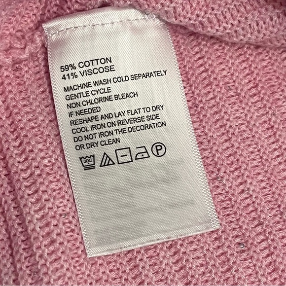 Tommy Bahama Bonita Rib Sequin Light Pink Boat Neck Cotton Blend Sweater size M - Picture 4 of 7